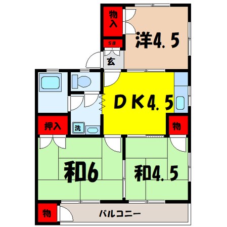 コーポ坂本（高崎市棟高町）の物件間取画像